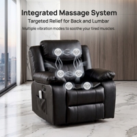 [Stock US] Fauteuil inclinable manuel haut de gamme en similicuir avec vibration et chauffage, expédition domestique aux États-Unis, MOQ 1 unité