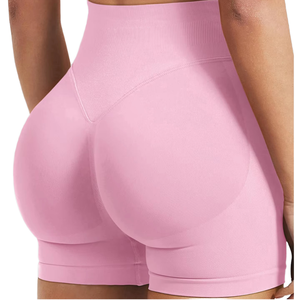 Shorts de Yoga M394 para Mujer, Color Sólido, Spandex/Nailon, Efecto Levanta Glúteos, Estilo Ciclista, Ecológicos, Secado Rápido, Moda Fitness - Product Image 1