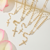 Collier pendentif religieux Guadalupe en forme de Y, Saint Benoît, Saint Jude, Vierge Marie, plaqué or 14 carats, chapelet croix
