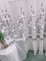 Tissu de rideau brodé en tricot 100% polyester de haute qualité avec broderie florale 3D pour la décoration des fenêtres du salon
