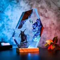 Lampu Figur Resin Buatan Tangan Bentuk Bunga Gaya Lord Rings, Lampu Malam untuk Rumah/Kamar Tidur, Kemasan Karton, Cocok untuk Hadiah