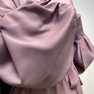 1975# New Arrival Smooth Ribbed Satin Open <b>Abaya</b> Straight Cuffs Elegant Women Dubai Cardigan With Side Pockets 4 Colors - Product Image 5