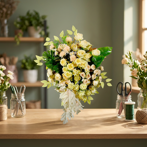 Artificial <b>Flower</b> Golden Sahara & Ivory Grandeur Estate <b>Wall</b> Arrangement Plastic Handmade Durable & Eco-Friendly - Product Image 2