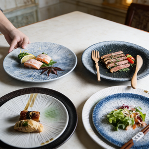 Assiettes <span class=keywords><strong>de</strong></span> service peu profondes élégantes en <span class=keywords><strong>porcelaine</strong></span> réactive LovingHome, design nordique, 8 pouces, pour restaurant, apéritifs et dîner - Product Image 1