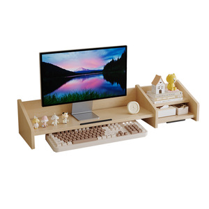 Computer Monitor Riser With Drawers Desktop Storage Rack <b>Laptop</b> <b>Stand</b> MDF 2nd Floor For Office Home Use - Product Image 2