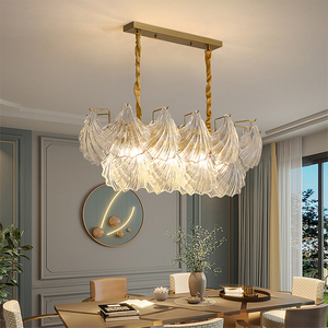 Lampe suspendue en verre transparent AMJ Big Clear Glass Leaves Iron, style moderne, utilisation intérieure, hôtel, couloir, villa, lampe de plafond LED de luxe - Product Image 5