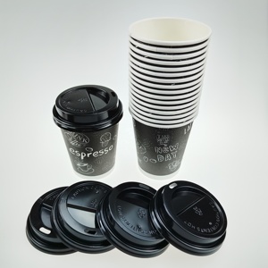 Tasse à café en papier jetable en <span class=keywords><strong>carton</strong></span> noir, impression personnalisée, bon marché, pièces - Product Image 6