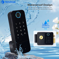 Serrure de porte intelligente Tediton App, étanche, pour portail extérieur, serrure à mortaise, double empreinte digitale, clavier numérique, serrure électronique
