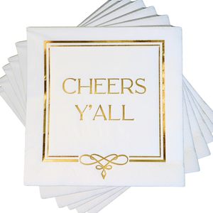 Serviettes en papier jetables imprimées personnalisées avec logo, dorées, pour cocktails, mariages, dîners - Product Image 1