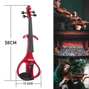 Violín <span class=keywords><strong>El</strong></span>éctrico Silencioso 4/4, Ligero, con Preamplificador, Ecualizador, Control <span class=keywords><strong>de</strong></span> Tono, Perillas <span class=keywords><strong>de</strong></span> Volumen, Estuche, Cable, Arco y Cuerdas - Product Image 2