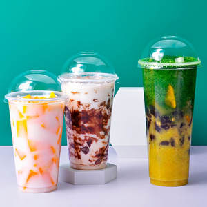ถ้วยสุญญากาศ90ลำกล้องถ้วยพลาสติกใสพร้อมฝาปิดแบบใช้แล้วทิ้ง16oz 500ml แก้วน้ำชานมไข่มุกกาแฟชา - Product Image 1