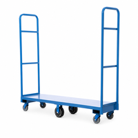 Chariot à plateforme en acier U Boat, chariot utilitaire pour allées étroites, chariot industriel OEM à 6 roues, chariot de manutention pour entrepôt, revêtement poudré gris