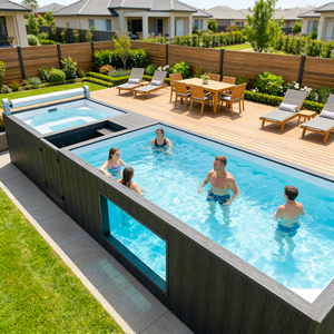 Piscine familiale extérieure en fibre de verre de luxe pour enfants, design personnalisable, construction durable, garantie 30 ans, épaisseur 8 mm, étanche - Product Image 6