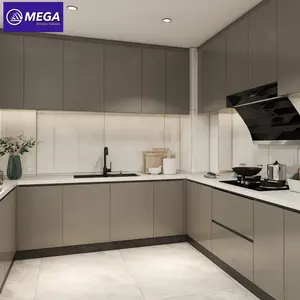 Atacado vialla U forma armários de cozinha de parede laca e acessórios moderno e simples design MDF conjunto de armários de cozinha