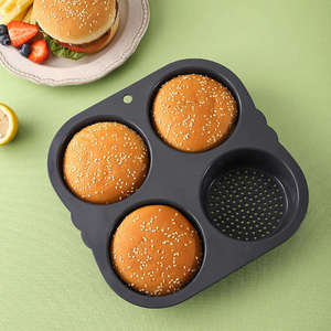 Molde para Hornear Befair 2023, Nuevo Diseño, 4 Cavidades, Ecológico, Negro, Herramientas para Hornear, Molde para <span class=keywords><strong>Pan</strong></span> y Hamburguesas - Product Image 2