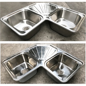Évier d'angle de cuisine <span class=keywords><strong>en</strong></span> acier inoxydable 90x90x21cm - Product Image 2