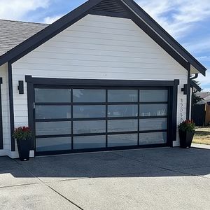 Porte de garage sectionnelle moderne en verre 2026, vue panoramique, 10x7, portes de garage pliantes coulissantes simples avec portillon piétonnier – <span class=keywords><strong>Prix</strong></span> - Product Image 1