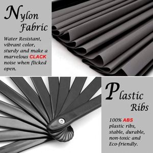 Abanico de mano chino ecológico de plástico de 13 pulgadas, plegable y portátil, con tela decorativa para Halloween y Navidad - Product Image 4