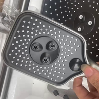 Nouveau produit : Douche murale à quatre fonctions avec touches de piano, trois types de pommeaux de douche, robinet de douche mural à poignée unique gris poli