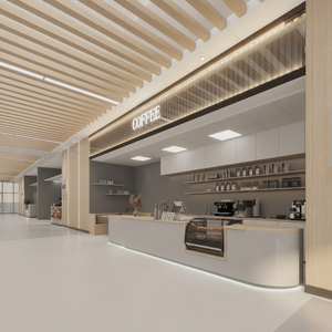 เฟอร์นิเจอร์ร้านเบเกอรี่ดีไซน์ทันสมัย ทำจาก MDF และกระจกนิรภัย  ออกแบบตกแต่งภายในร้านกาแฟ เคาน์เตอร์บับเบิ้ลที ตู้โชว์ขนมหวาน - Product Image 1