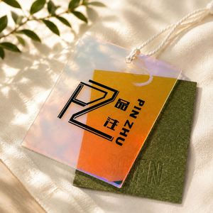 Custom Eco-friendly Paper Printing Product Wholesale Transparent PVC Garment Clothing Hang <b>Tags</b> String Labels for <b>Clothes</b> Brand - Product Image 1