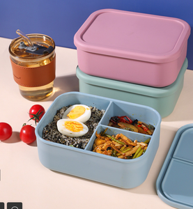 กล่องอาหารกลางวันและขนมแบบเบนโตะ ซิลิโคนคุณภาพสูง ปลอดสาร BPA ปรับแต่งได้ ป้องกันการรั่วซึม เกรดสำหรับอาหาร เหมาะสำหรับเตรียมอาหาร - Product Image 6