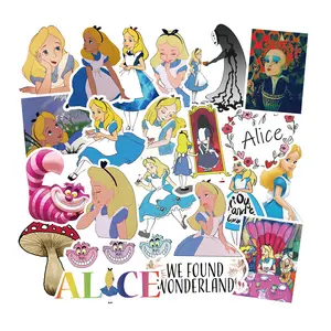 50支经典童话爱丽丝卡通涂鸦贴纸女孩书冰箱乙烯基幻想仙境装饰标签