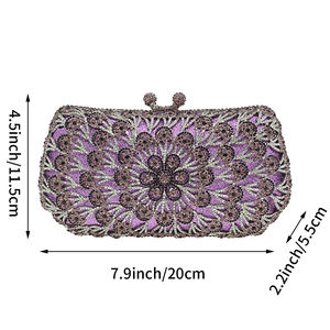 Pochette de soirée florale en strass pour femmes, avec bandoulière en chaîne, sac à main de cocktail scintillant perlé, doré - Product Image 2