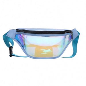PAXDUN Sac banane holographique rose élégant en PVC pour femme, sac de taille transparent laser tendance, vente en gros - Product Image 1