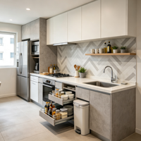 Armoires de cuisine en bois sur mesure modernes, écologiques, résistantes à l'eau, multifonctionnelles pour les projets de villas et d'appartements