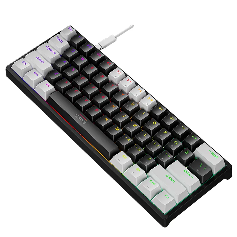 K620 factory custom slim layout 60% keys LED back light true wired mechanical gaming keyboard