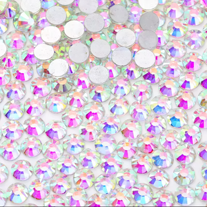 Gros Rond Mix Tailles Blanc Coudre Sur Flatback Sans Trous Verre Strass Grand - Product Image 1