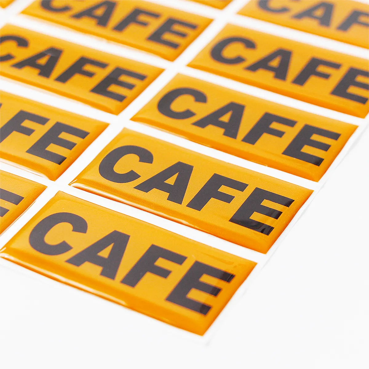 Etiqueta impermeável personalizada Epoxy Brand Logo Cafe Adhesive Dome 3D, imprimindo Limpar Publicidade Transparente Personalizado Resina Adesivo