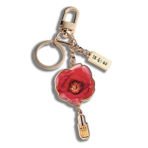 Festival Gift Rose Design Gold Plated Customize Logo Sand Bottom Keychain - Product Image 1