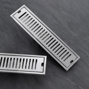 Custom 304 Stainless Steel Anti-Odor Large Capacity Long Strip Floor Drain Modern Simple Design Bathroom Black Striped - Product Image 3