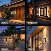 Plaque d'adresse lumineuse solaire LED étanche de 6,7 pouces, lettres et numéros personnalisés, lampe de porte pour maisons et hôtels