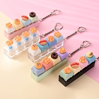 Porte-clés personnalisé en forme de touche de clavier, touches de couleur pastel, support en acrylique transparent, anneau métallique, vente en gros, cadeau promotionnel souvenir
