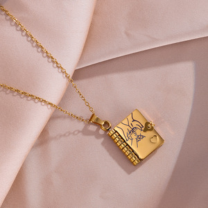 Collar con nombre personalizado YWXS al por mayor para nieta, hija o Mi Campeón, de acero inoxidable, con grabado láser DIY, carta de amor - Product Image 2