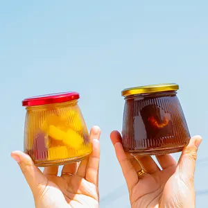 Resistente al calore 150ml 200ml 280ml 380ml barattolo di vetro per la conservazione degli alimenti con coperchio in metallo per budino Yogurt Jelly Jam bottiglia per nido d'uccello
