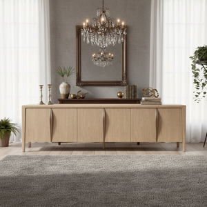 RH GAEL OAK Media Console Meuble <span class=keywords><strong>TV</strong></span> moderne <span class=keywords><strong>en</strong></span> chêne massif Centre de divertissement de luxe écologique et durable pour salon Convient aux téléviseurs - Product Image 1