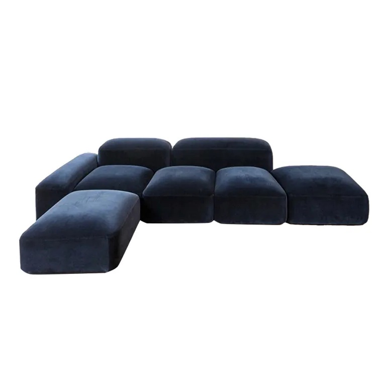 Sofa Italia Rileks Modern Mewah Kontemporer Dalam Beludru Kain Lembut Sofa Bagian Modular Marenco Sofa Ruang Tamu