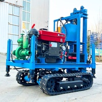 Produit très demandé : Engin de forage de puits d'eau de 200 m avec moteur diesel 22HP/35HP, boîte de vitesses, roulement et châssis sur roues à chenilles facile à entretenir