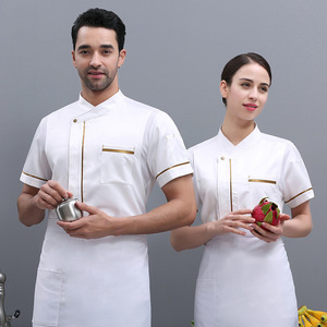 Uniforme de chef à manches courtes Gold Line, vêtements de cuisine pour femme au foyer, vêtements de service alimentaire pour restaurant, café, salon de coiffure, uniforme de travail - Product Image 3