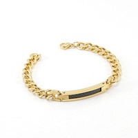 Bracelet unisexe Ganku en acier inoxydable plaqué or 18 carats, maillons cubains géométriques, 20 cm, style hip-hop, bijoux quotidiens