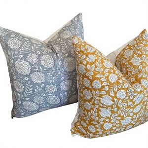 Handmade Bohemian Floral <b>Block</b> Print Pillow Covers Luxury Boho Throw Pillow Colorful Portrait India Cousin Decorative Pillows - Product Image 1