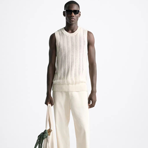 Conception personnalisée logo coton surdimensionné grande taille en gros sport été recadrée maille tricoté haut hommes <span class=keywords><strong>Crochet</strong></span> débardeur <span class=keywords><strong>gilet</strong></span> - Product Image 2