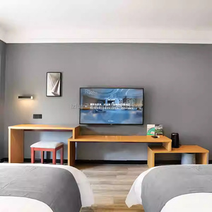 Custom Budget-friendly 3 Star Hotel Project Furniture Modern Bedroom Sets Wood <b>Bed</b> Frame With Nightstands Headboard & TV Units - Product Image 5