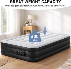 <b>Single</b> Foldable Portable Foam Air Mattress Convertible <b>Inflatable</b> <b>Bed</b> with Built-in Pump Suitable for Outdoor Camping Home Use - Product Image 3