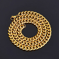 Collar de Cadena Cubana de Acero Inoxidable para Hombre, Color Dorado, Alto Brillo, Joyería Hip Hop, Collar Masculino, Accesorios de Moda, Regalo