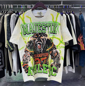 เสื้อเชิ้ตผู้ชายฮิปฮอปแขนสั้นคุณภาพสูงขายดี MAJESTIKS เสื้อยืดวินเทจเทรนดี้สไตล์วอชสำหรับผู้ชาย - Product Image 1